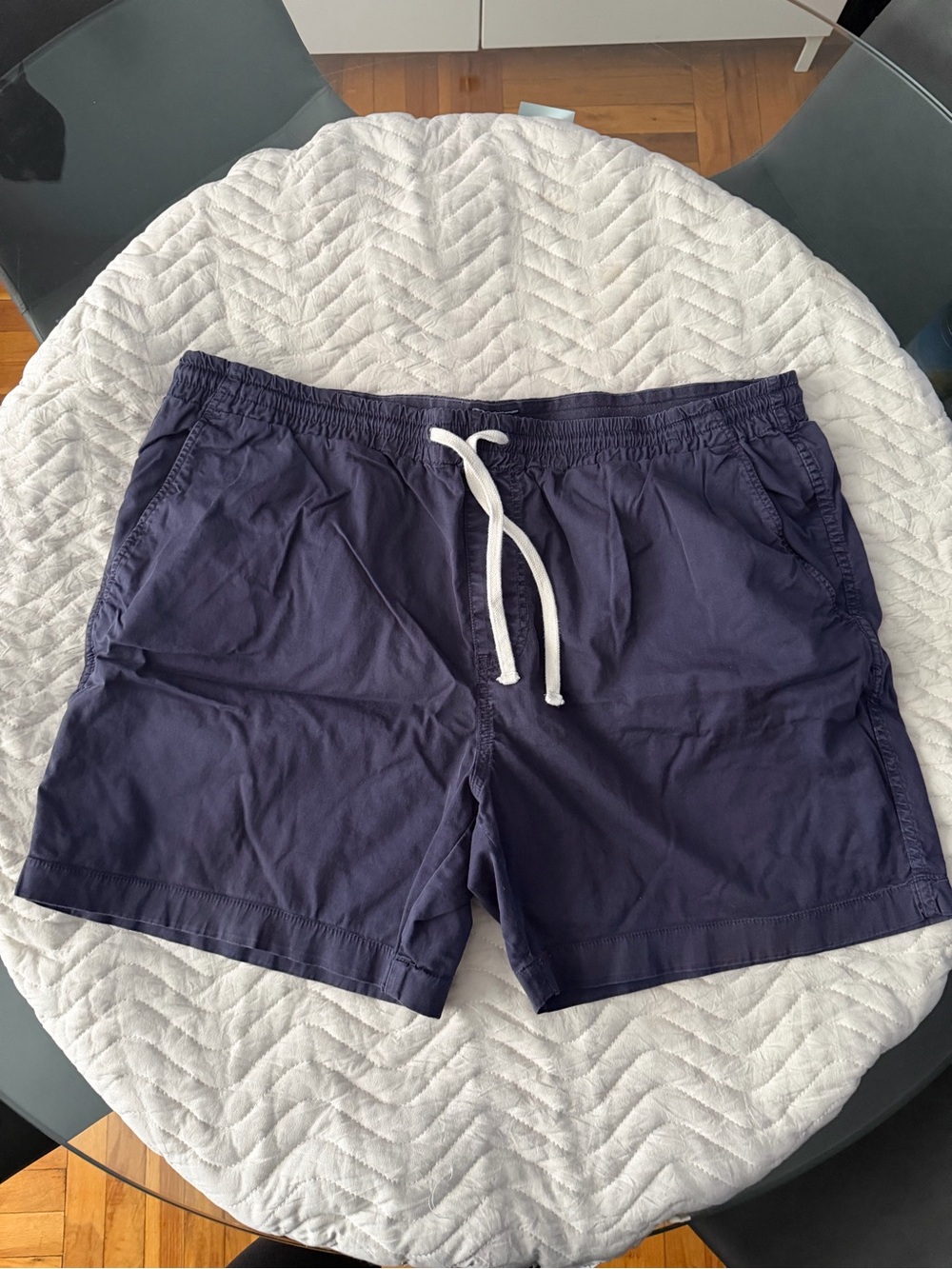 Men's Navy Elastic Waist Hybrid Shorts with White Drawstring j crew xl
